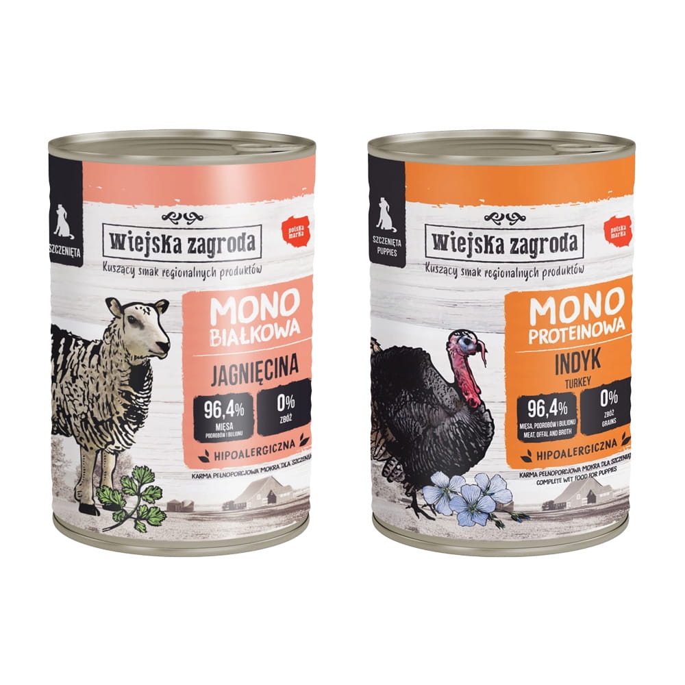 Karma SZCZENIAK MONO Wiejska Zagroda 6x400g MIX